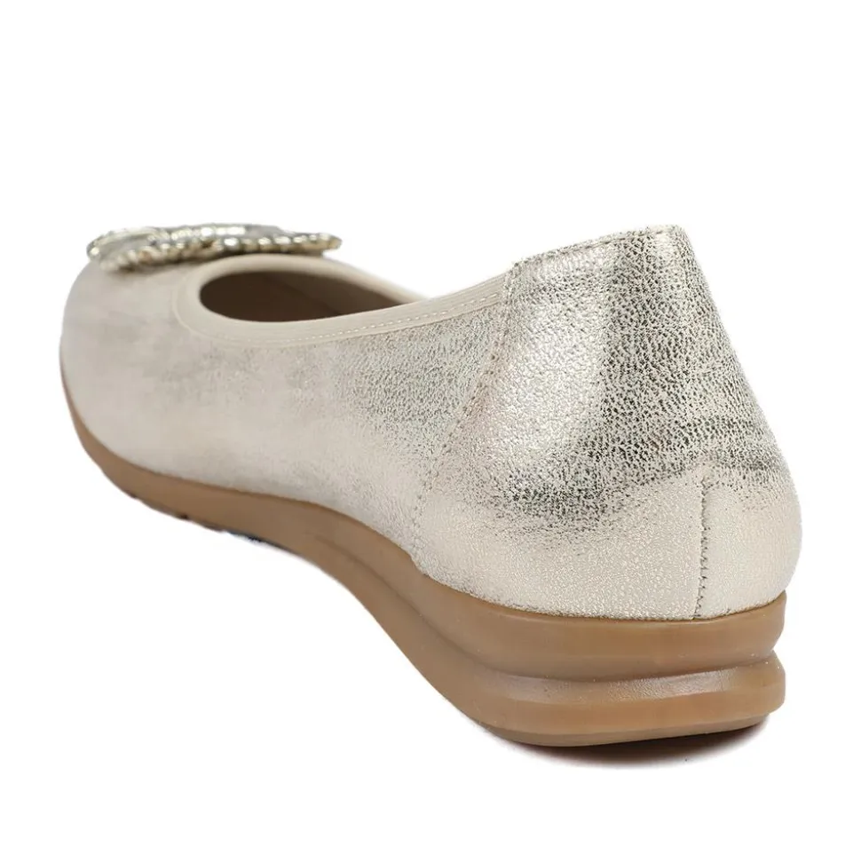 Jewel Detail Slip On Comfort Pumps - Gold