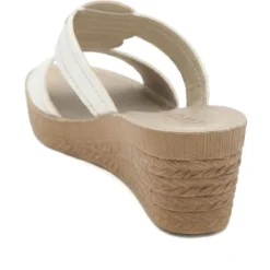 Jewelled Wedge Heel Mule Sandals - White