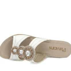 Jewelled Wedge Heel Mule Sandals - White