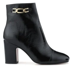 Kamari Leather Zip-Up Ankle Boots - Black Patent