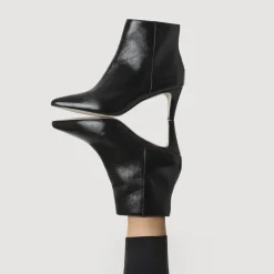 Kamryn Leather Stiletto-Heeled Ankle Boots - Black Patent