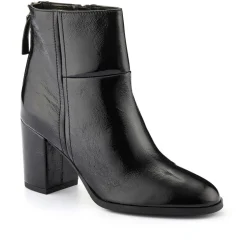 Karlia Leather Ankle Boots - Black Patent