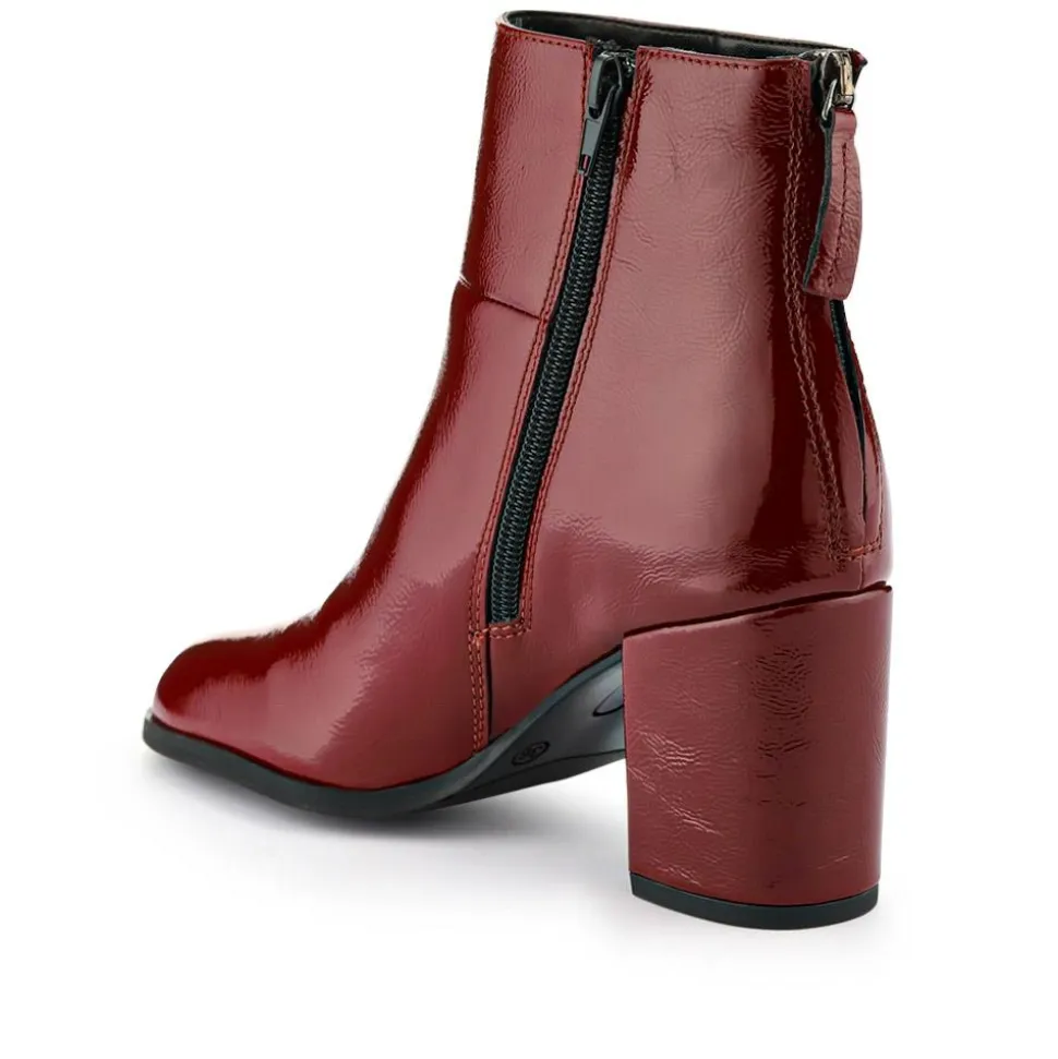 Karlia Leather Ankle Boots - Red Patent