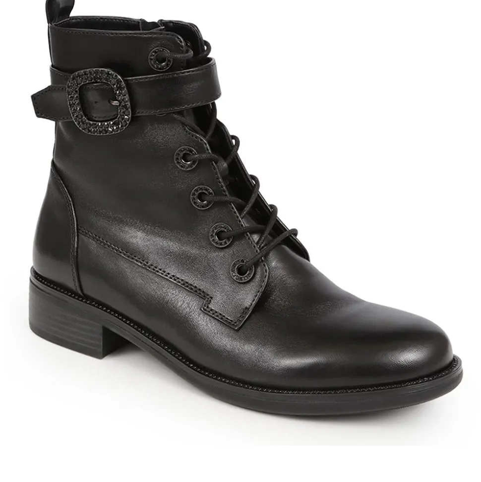 Karmen Leather Ankle Boots - Black