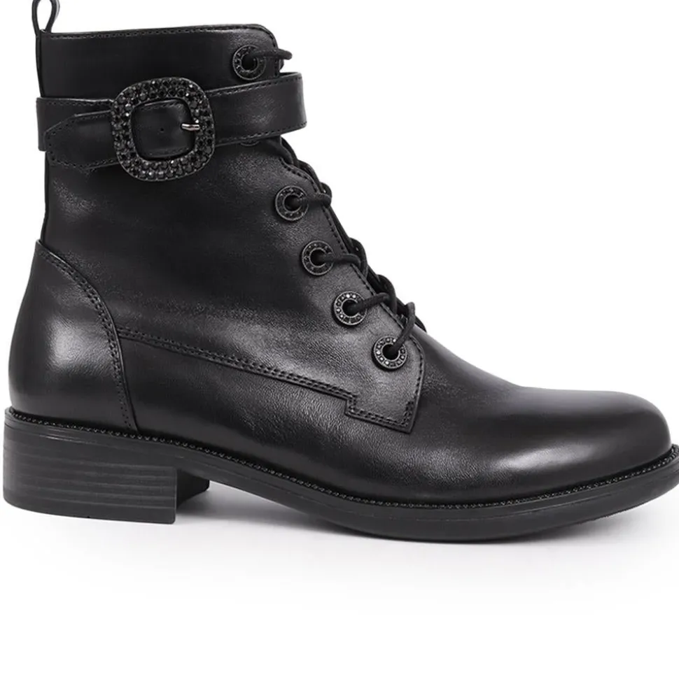 Karmen Leather Ankle Boots - Black