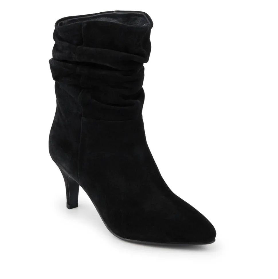 Kathryn Slouch Leather Ankle Boots - Black Suede