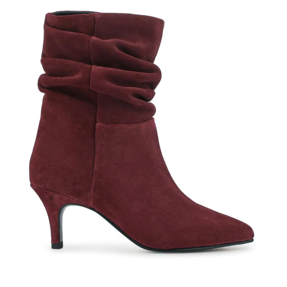 Kathryn Slouch Leather Ankle Boots - Burgundy