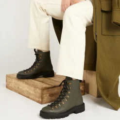 Katia Leather Hiker Boots - Green