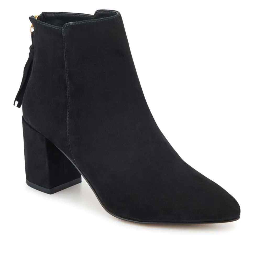 Keily Leather Pointed-Toe Boots - Black Suede