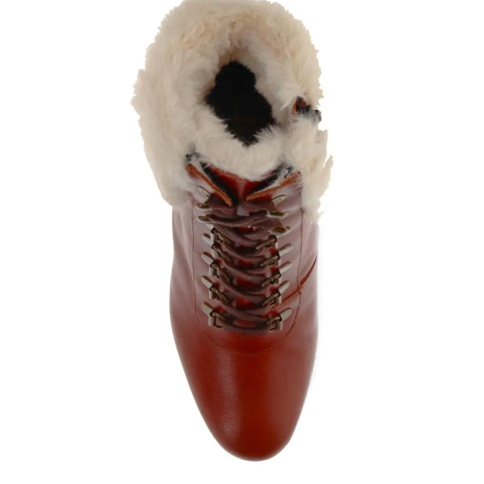 Kelsie Fur-Cuffed Ankle Boots - Tan