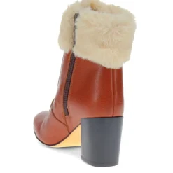 Kelsie Fur-Cuffed Ankle Boots - Tan