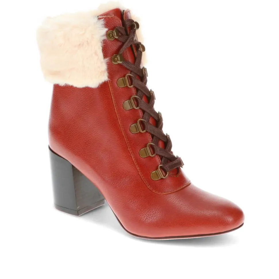 Kelsie Fur-Cuffed Ankle Boots - Tan