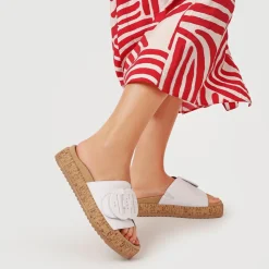 Kirby Gabor Touch Fasten Leather Mule Sandals - White