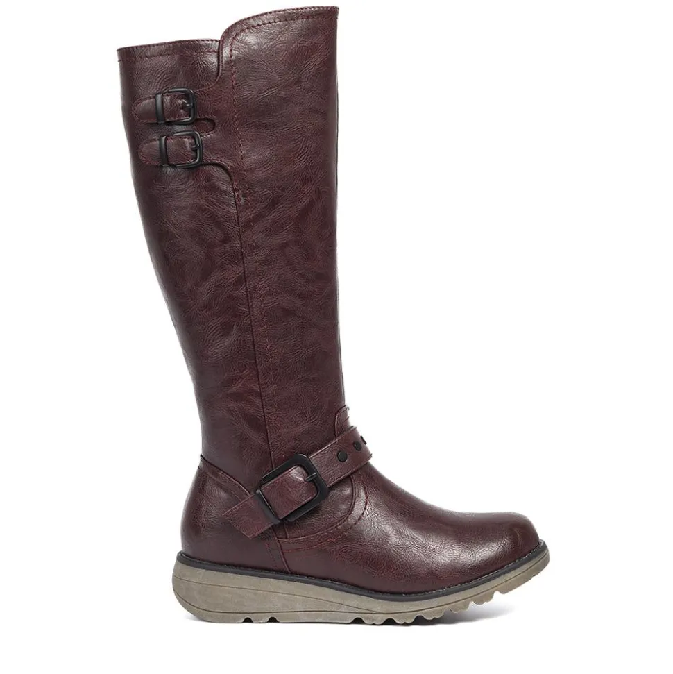 Knee-High Boots - Burgundy