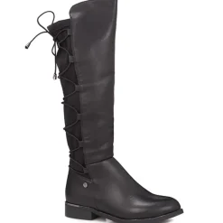 Knee High Boot with Stretch Calf Fit - Black