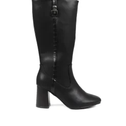 Knee High Heeled Boots - Black