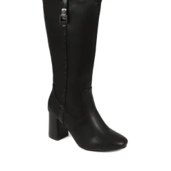 Knee High Heeled Boots - Black