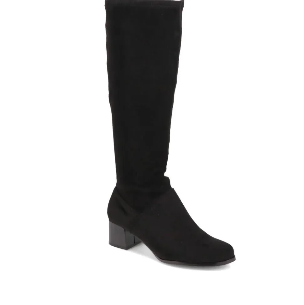 Knee-Length Heeled Boots - Black