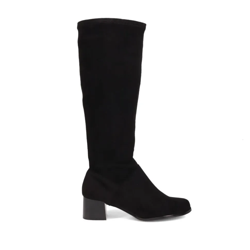 Knee-Length Heeled Boots - Black