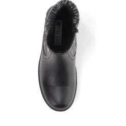 Knitted Cuff Ankle Boots - Black