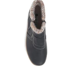 Knitted Cuff Ankle Boots - Black