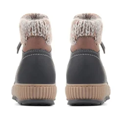 Knitted Cuff Ankle Boots - Black