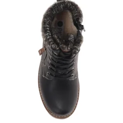 Knitted Cuff Ankle Boots - Black