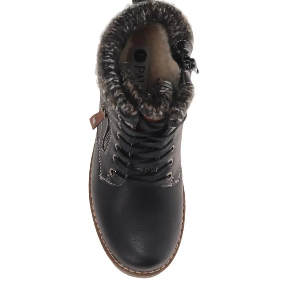 Knitted Cuff Ankle Boots - Black