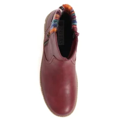 Knitted Cuff Ankle Boots - Burgundy