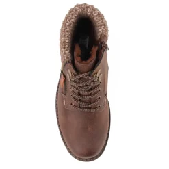 Knitted Cuff Ankle Boots - Chocolate