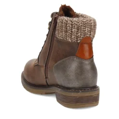 Knitted Cuff Ankle Boots - Chocolate