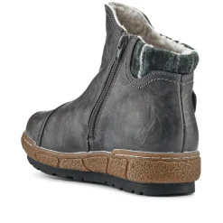 Knitted Cuff Ankle Boots - Grey