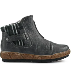 Knitted Cuff Ankle Boots - Grey