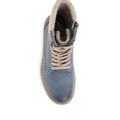 Knitted Cuff Ankle Boots - Navy