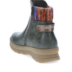 Knitted Cuff Ankle Boots - Olive