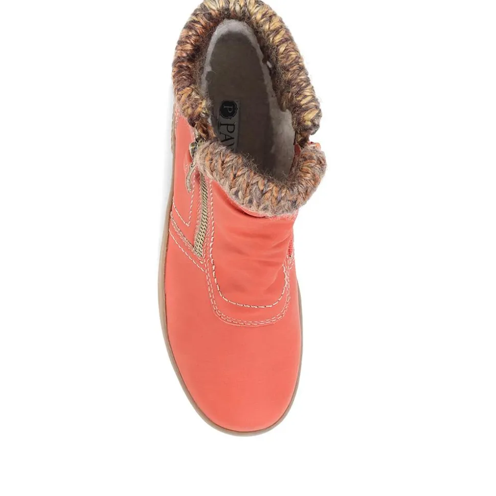Knitted Cuff Ankle Boots - Red