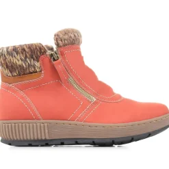 Knitted Cuff Ankle Boots - Red