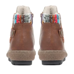Knitted Cuff Ankle Boots - Tan