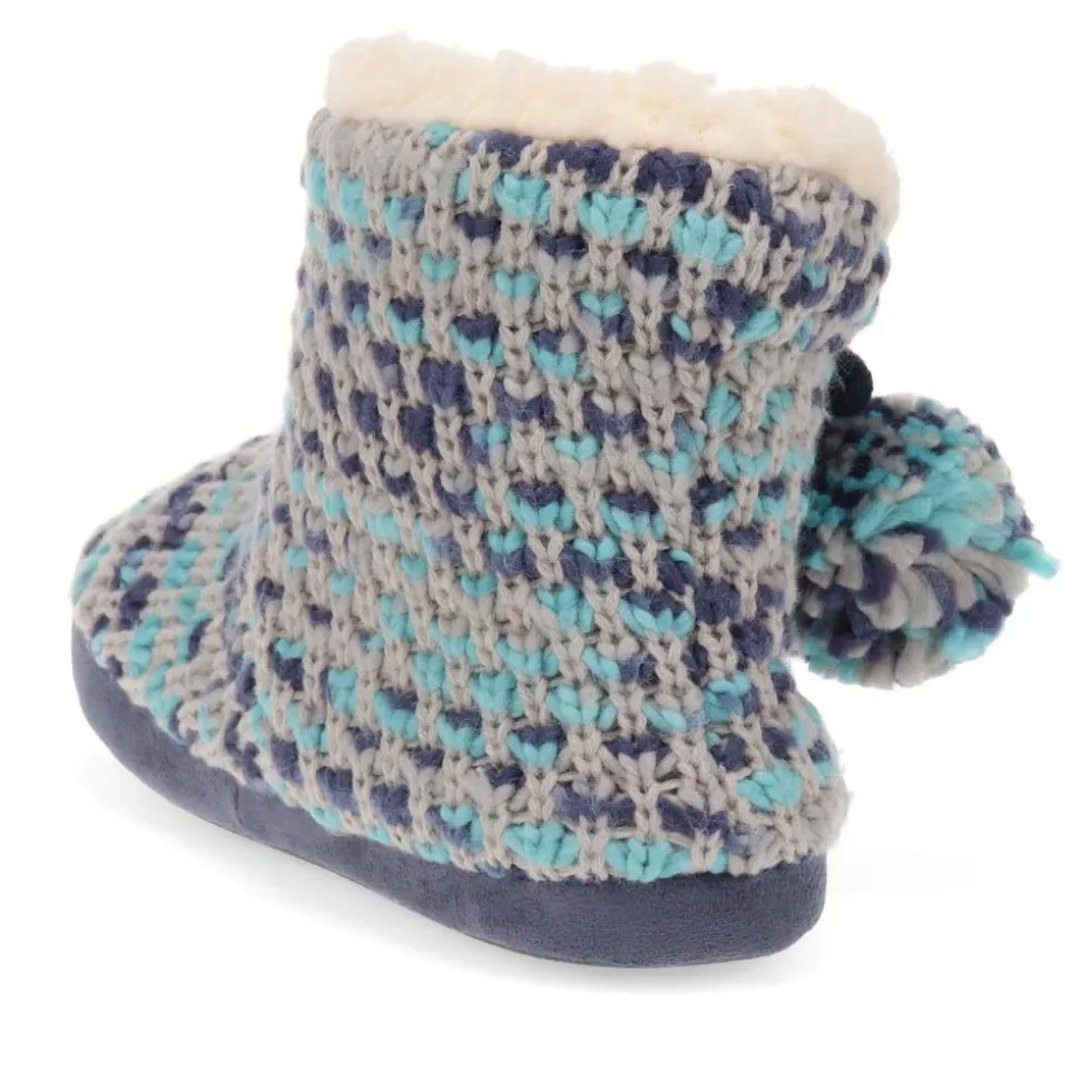Knitted Faux-Fur-Lined Booties - Grey Multi