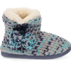Knitted Faux-Fur-Lined Booties - Grey Multi