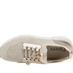 Knitted Slip On Wedge Trainers - Gold