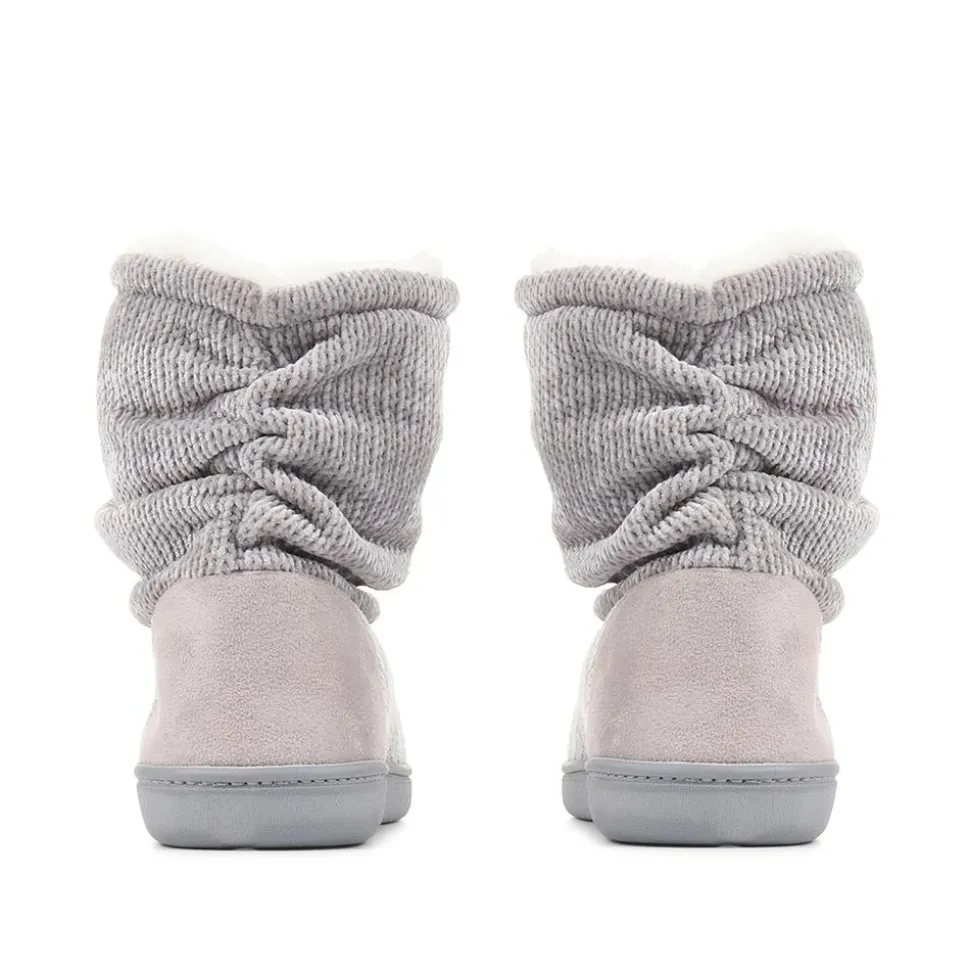 Knitted Slipper Boots - Grey