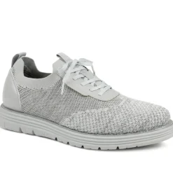 Knitted-Upper Lace-Up Shoes - Grey