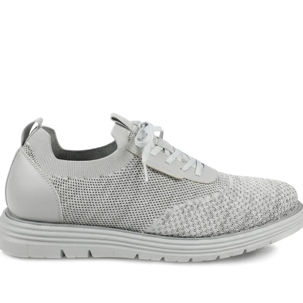 Knitted-Upper Lace-Up Shoes - Grey