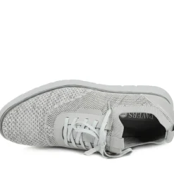 Knitted-Upper Lace-Up Shoes - Grey