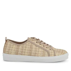 Knitted-Upper Lace-Up Trainers - Beige Multi