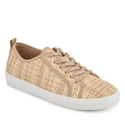 Knitted-Upper Lace-Up Trainers - Beige Multi