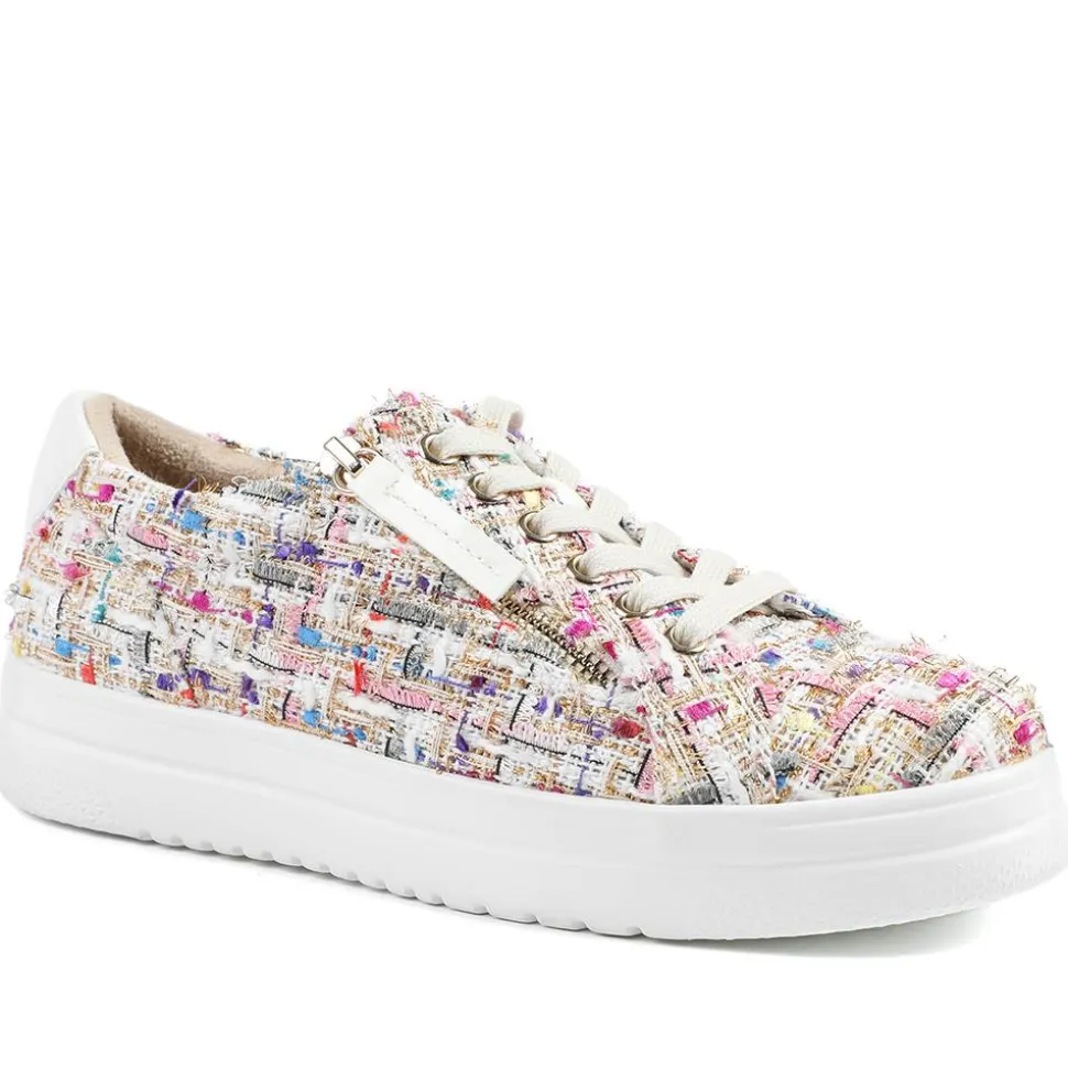 Knitted Zip & Lace Fasten Trainers - Multi