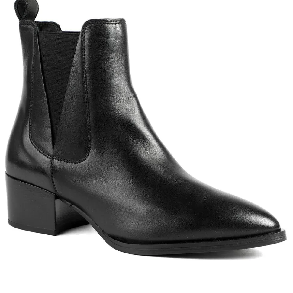 Kori Leather Blocked-Heeled Chelsea Boots - Black Leather