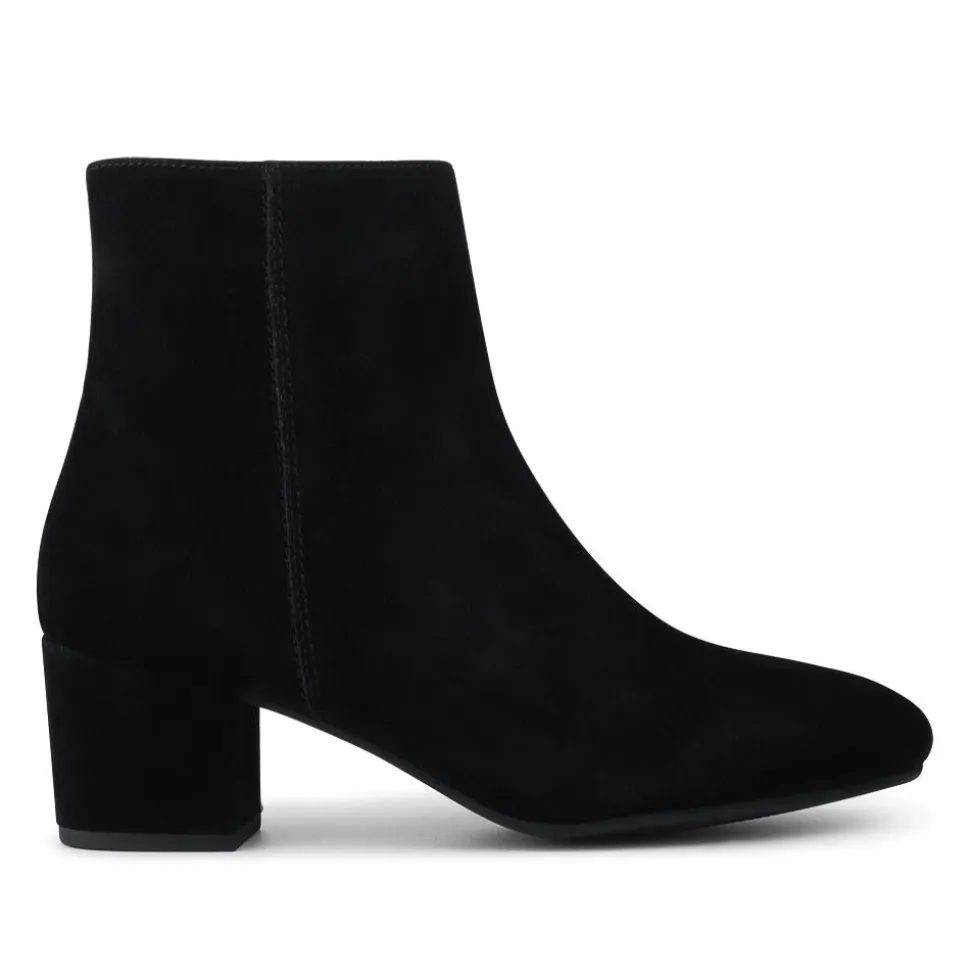 Kylee Smart Leather Zip Up Ankle Boots - Black Suede